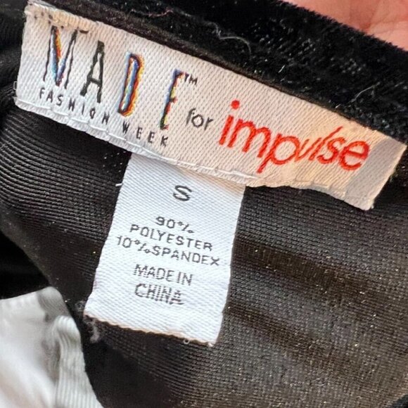 Made For Impulse Black Velvet Dress Stretchy Zip Back Long Sleeve Women's Small - Picture 6 of 8